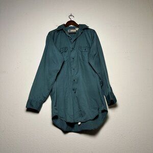 VTG Big Mac Button Up Dress Shirt Men XL Teal Green Prep Long Sleeve Minimal